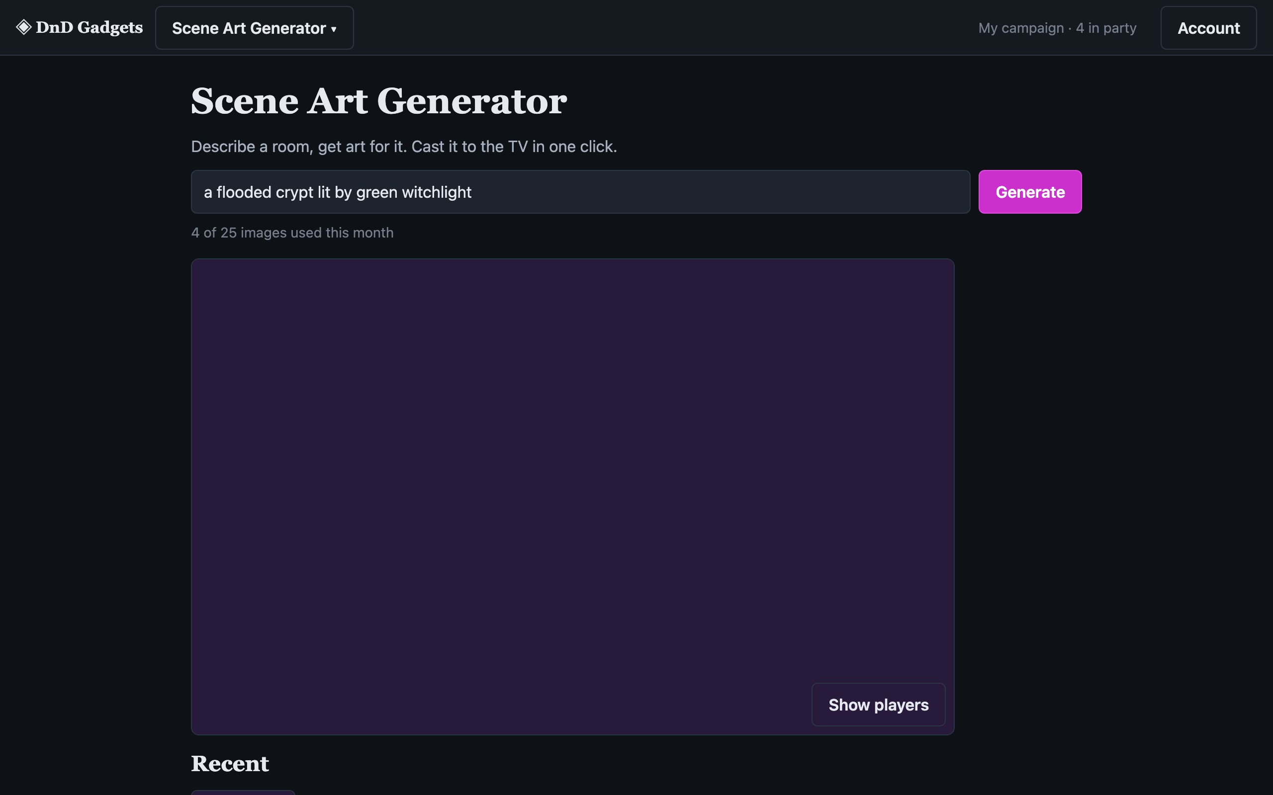 Scene Art Generator in use: Describe a room, get art for it. Cast it to the TV in one click.